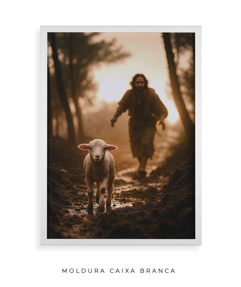 Quadro "A Ovelha Perdida" – Jesus Vai ao Teu Encontro 🐑  | Decore Paz