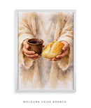 Quadro Vertical: Pão e Vinho | Santa Ceia de Jesus – Arte Cristã 4K Decore PAZ 🍞🍷