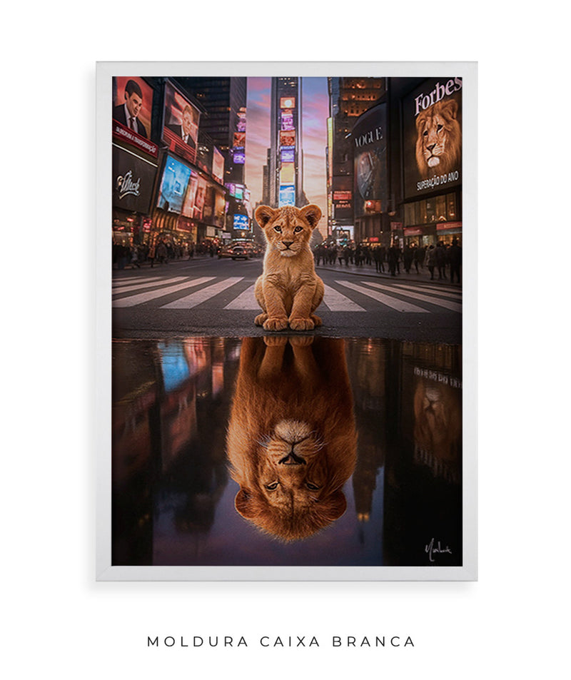 Quadro: Superação do Ano |  disciplina e mentalidade de leão em Nova York | Desenvolvimento pessoal - 🦁🏙️ | 4K - Autoria Decore PAZ