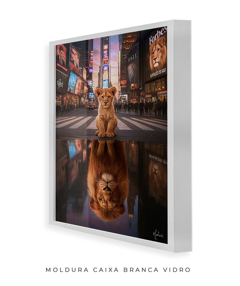 Quadro: Superação do Ano |  disciplina e mentalidade de leão em Nova York | Desenvolvimento pessoal - 🦁🏙️ | 4K - Autoria Decore PAZ