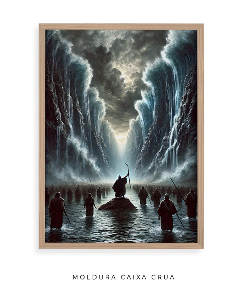 Moisés e o milagre da divisão do mar Vermelho 🙏🏼🌊 : Quadro autoria Decore PAZ. Decore Paz