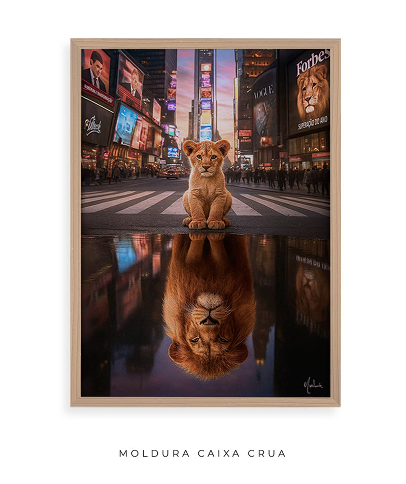 Quadro: Superação do Ano |  disciplina e mentalidade de leão em Nova York | Desenvolvimento pessoal - 🦁🏙️ | 4K - Autoria Decore PAZ