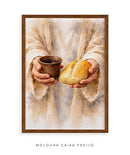 Quadro Vertical: Pão e Vinho | Santa Ceia de Jesus – Arte Cristã 4K Decore PAZ 🍞🍷