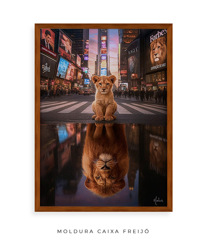 Quadro: Superação do Ano |  disciplina e mentalidade de leão em Nova York | Desenvolvimento pessoal - 🦁🏙️ | 4K - Autoria Decore PAZ