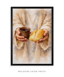 Quadro Vertical: Pão e Vinho | Santa Ceia de Jesus – Arte Cristã 4K Decore PAZ 🍞🍷