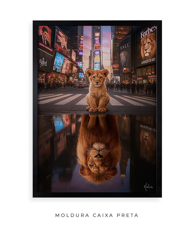 Quadro: Superação do Ano |  disciplina e mentalidade de leão em Nova York | Desenvolvimento pessoal - 🦁🏙️ | 4K - Autoria Decore PAZ