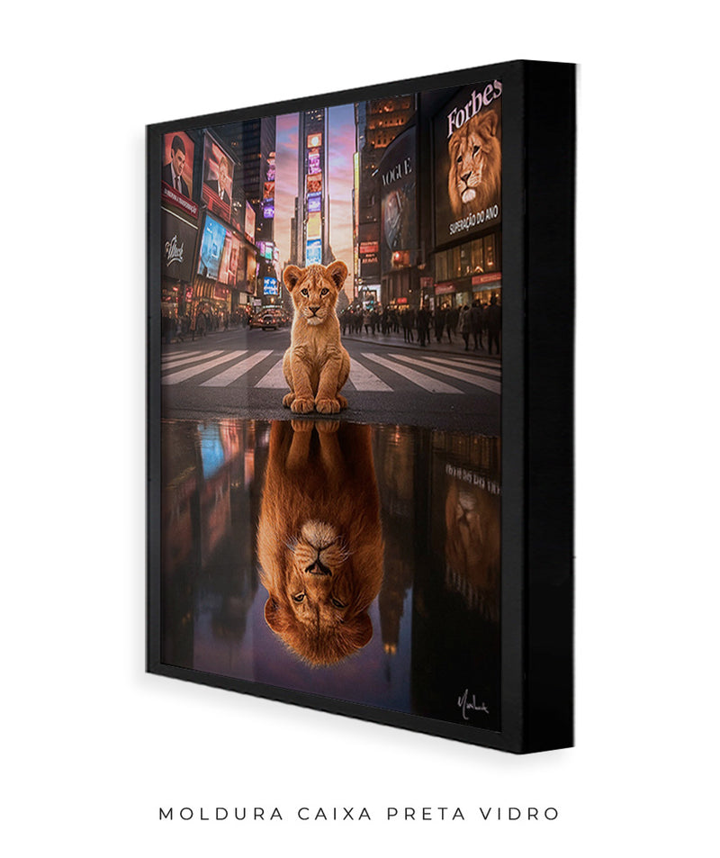 Quadro: Superação do Ano |  disciplina e mentalidade de leão em Nova York | Desenvolvimento pessoal - 🦁🏙️ | 4K - Autoria Decore PAZ