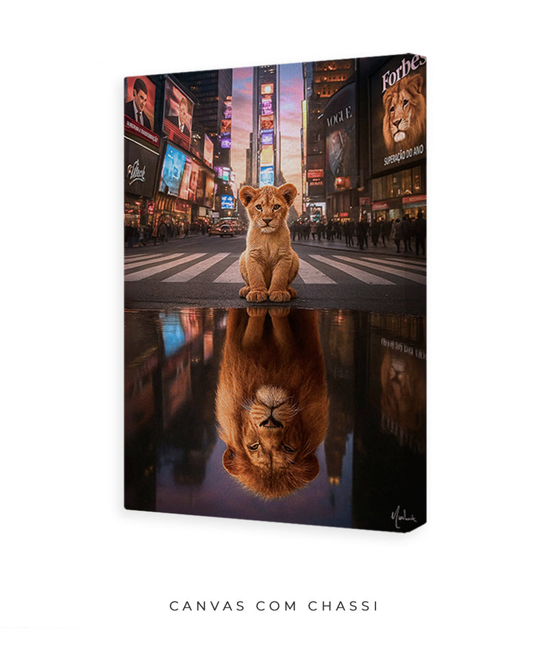 Quadro: Superação do Ano |  disciplina e mentalidade de leão em Nova York | Desenvolvimento pessoal - 🦁🏙️ | 4K - Autoria Decore PAZ