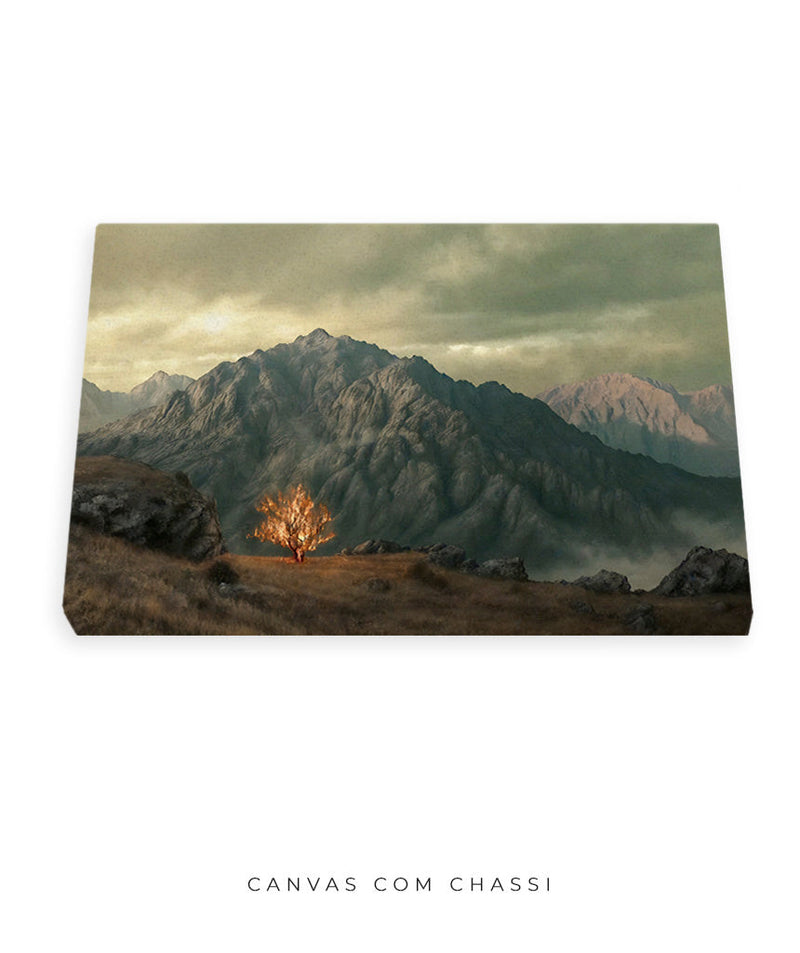 Quadro Decorativo 4K : Sarça Ardente - encontro de Deus com Moisés | Arte Cristã, máxima resolução 🔥⛰️