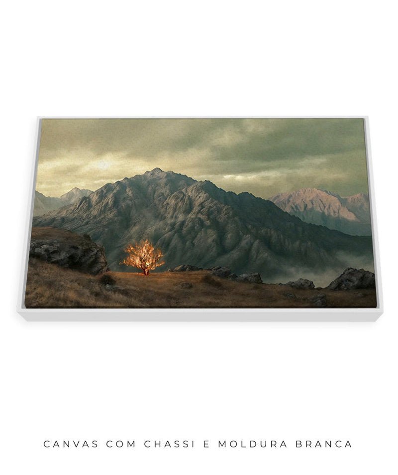Quadro Decorativo 4K : Sarça Ardente - encontro de Deus com Moisés | Arte Cristã, máxima resolução 🔥⛰️