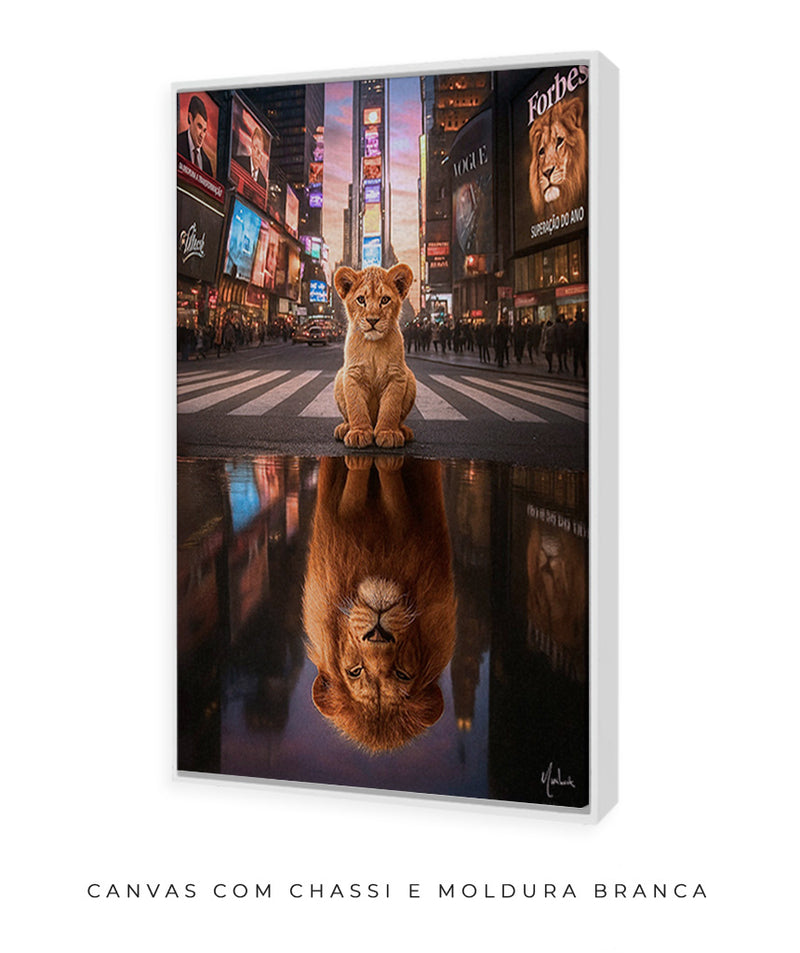 Quadro: Superação do Ano |  disciplina e mentalidade de leão em Nova York | Desenvolvimento pessoal - 🦁🏙️ | 4K - Autoria Decore PAZ