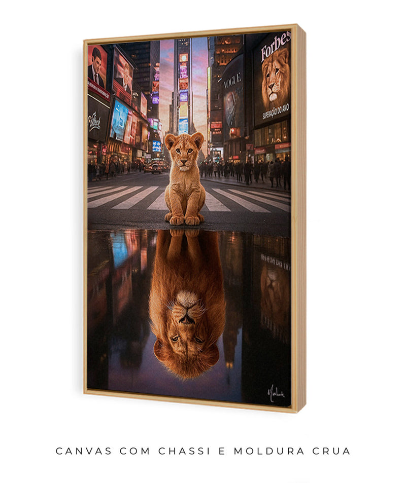 Quadro: Superação do Ano |  disciplina e mentalidade de leão em Nova York | Desenvolvimento pessoal - 🦁🏙️ | 4K - Autoria Decore PAZ