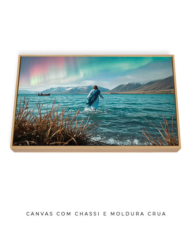 Quadro Decorativo: Jesus sobre o mar e a Aurora Boreal | Decore Paz 4K 🙏🏼🏞️