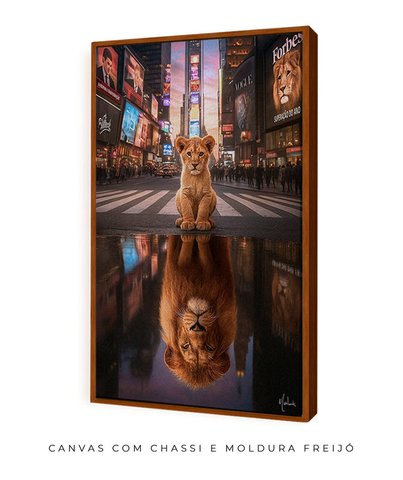 Quadro: Superação do Ano |  disciplina e mentalidade de leão em Nova York | Desenvolvimento pessoal - 🦁🏙️ | 4K - Autoria Decore PAZ