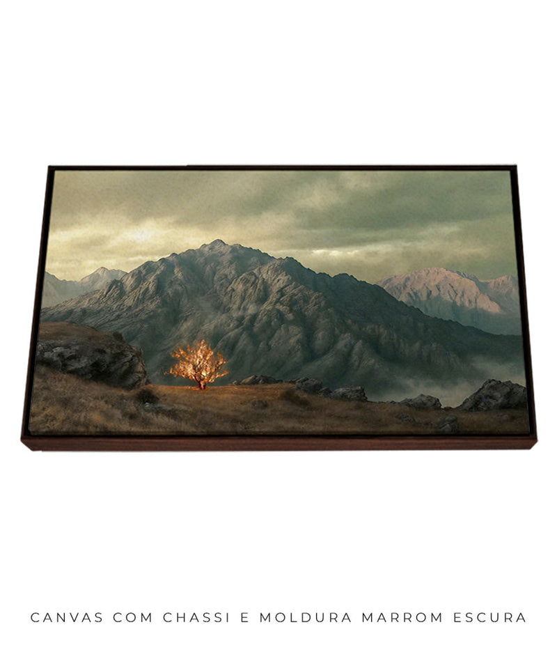 Quadro Decorativo 4K : Sarça Ardente - encontro de Deus com Moisés | Arte Cristã, máxima resolução 🔥⛰️