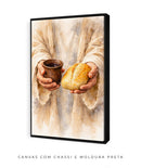 Quadro Vertical: Pão e Vinho | Santa Ceia de Jesus – Arte Cristã 4K Decore PAZ 🍞🍷