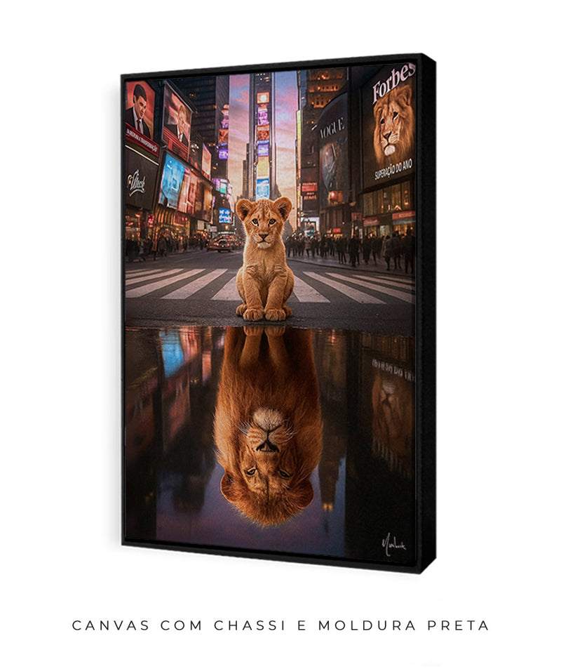 Quadro: Superação do Ano |  disciplina e mentalidade de leão em Nova York | Desenvolvimento pessoal - 🦁🏙️ | 4K - Autoria Decore PAZ