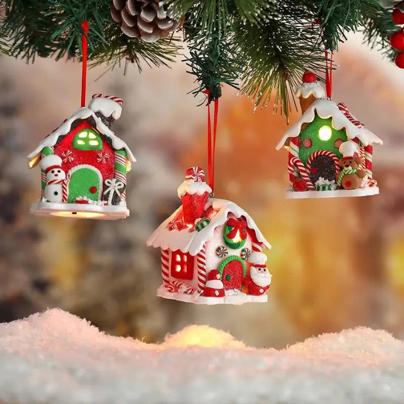 Pingente Casinha Iluminada para Árvore de Natal | Canto Decor Canto Decor