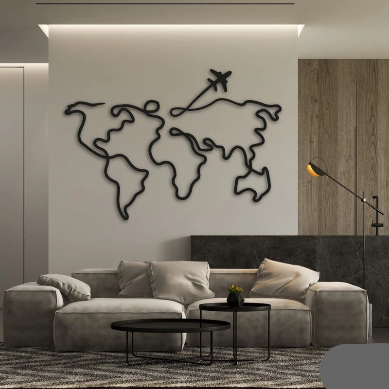 contorno desenho do mapa mundi vazado elemento sala de estar quadro na parede 