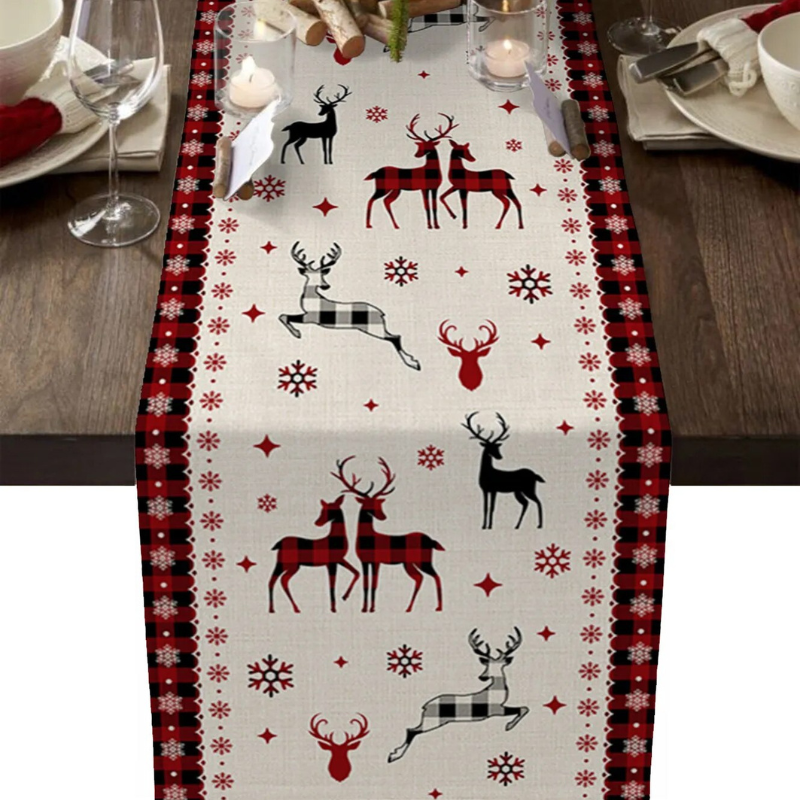 Caminho de Mesa Natalino  100% Algodão | Vermelho e Branco Canto Decor