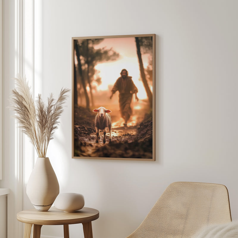 Quadro "A Ovelha Perdida" – Jesus Vai ao Teu Encontro 🐑  | Decore Paz
