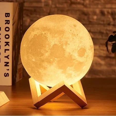 Luminária de Mesa Lua Cheia | 3d Abajur Led com suporte | Canto Decor 🌕