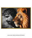 quadro leão da tribo de Judá Decore PAZ MOLDURA DOURADA
