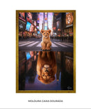 quadro leão desenvolvendo moldura caixa dourada 