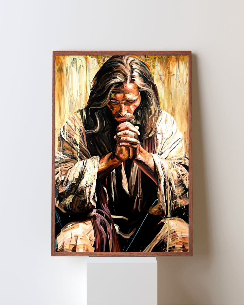 Quadro Jesus em Oração – Arte Cristã com Fé e Profundidade Espiritual | Decore Paz 🙏